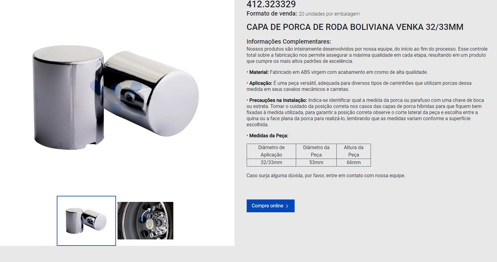 TAPA DE TUERCA DE RUEDA BOLIVIANA VENKA 32/33MM REDONDA VENKA                                                                                         