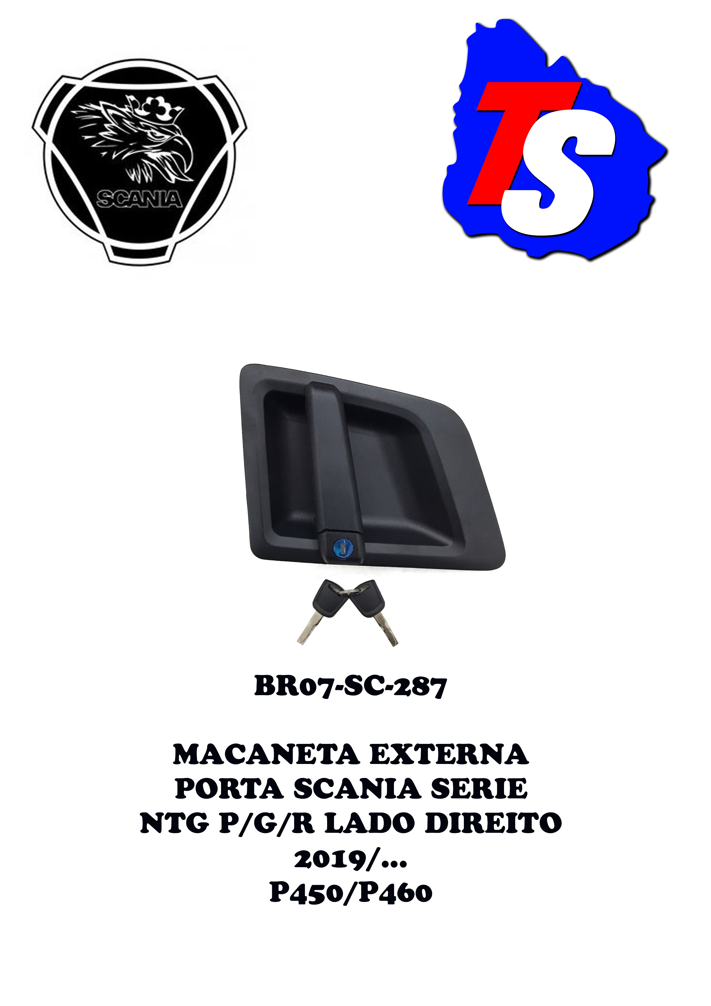 MANIJA EXTERIOR PUERTA SCANIA SERIE NTG P/G/R LADO DERECHO 2019/... P450/P460 2642212                                                                 
