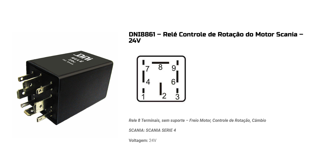 RELÉ RELAY CONTROL DE ROTACION  DE MOTOR SCANIA SERIE 4 – 24V OEM 1387022A                                                                            