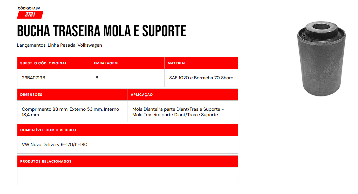 BUJE  ELASTICO TRAS/TRAS VW DELIVERY 9170/111180 23B511719B                                                                                           