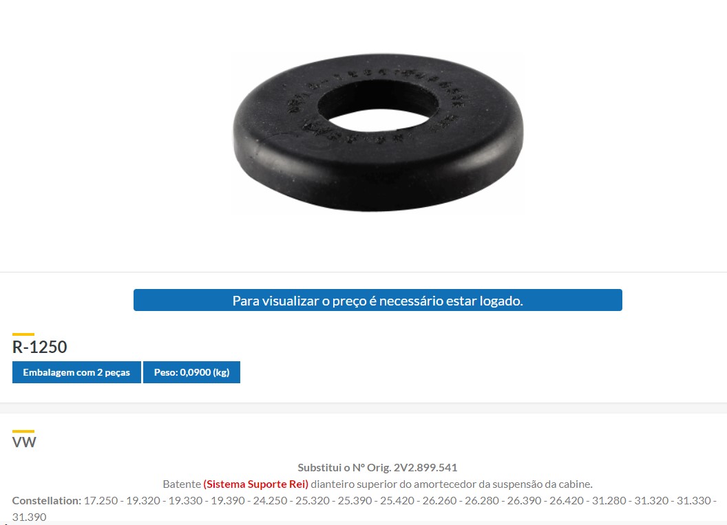 TACO SUPERIOR AMORTIGUADOR SUSPENSION CABINA VW CONSTELLATION OEM 2V2899541                                                                           