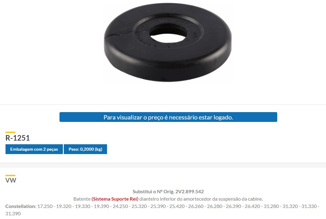 TACO INFERIOR AMORTIGUADOR SUSPENSION CABINA VW CONSTELLATION OEM 2V2899542                                                                           