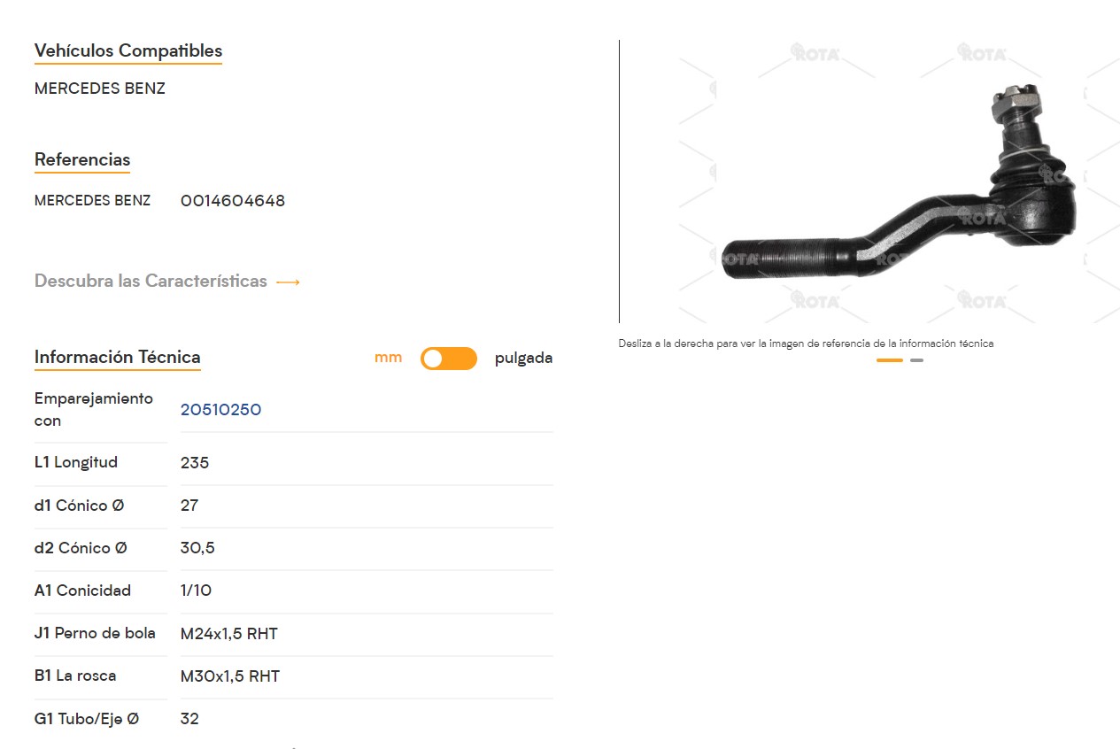 PUNTERO DERECHO MERCEDES BENZ 0014604648 BUSES OH                                                                                                     