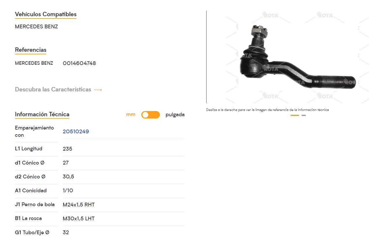 PUNTERO IZQUIERDO  MERCEDES BENZ 0014604748 BUSES OH                                                                                                  