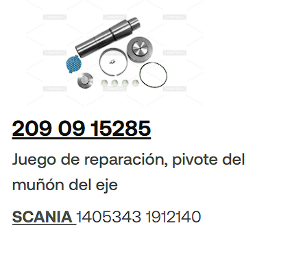JUEGO DE PERNO PUNTA DE EJE SCANIA P-G-R OEM 1912140 - 1405343 MEDIDA Ø40/Ø45/Ø48X224                                                                 