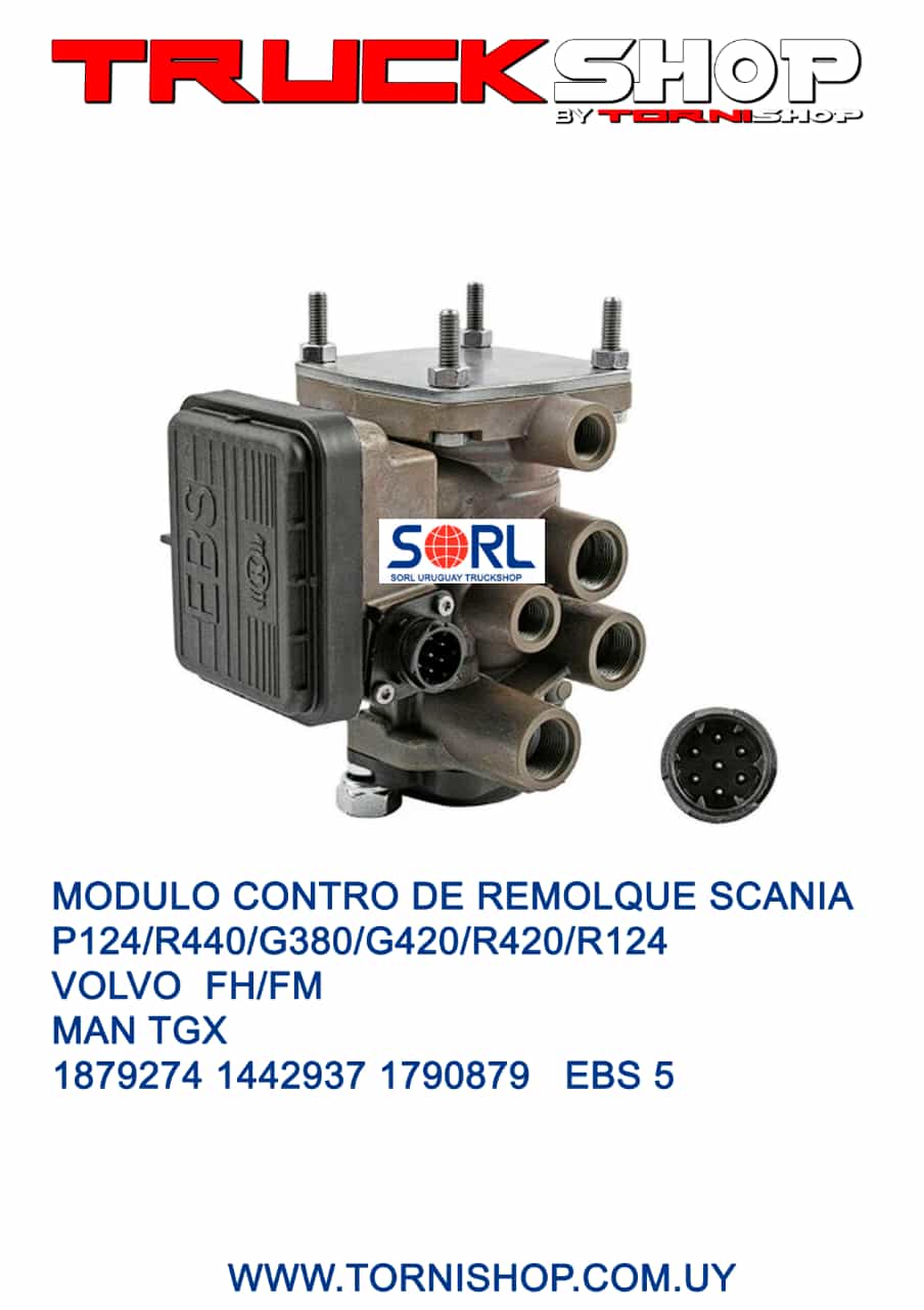 VALVULA EBS RELEY SCANIA - VOLVO - MAN OEM 1879274-1442937-1790879                                                                                    