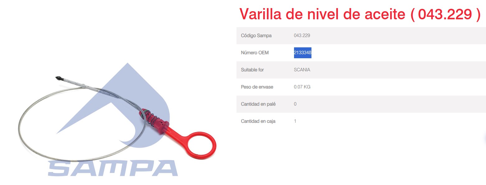 VARILLA NIVEL ACEITE SCANIA P-G-R LARGO 77,4 CM OEM 2133348                                                                                           