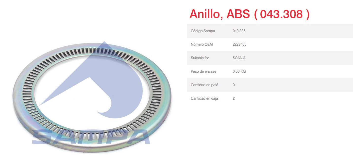 RUEDA ENGRANAJE SENSOR ABS SCANIA P-G-R OEM 2223488 - 1910706                                                                                         