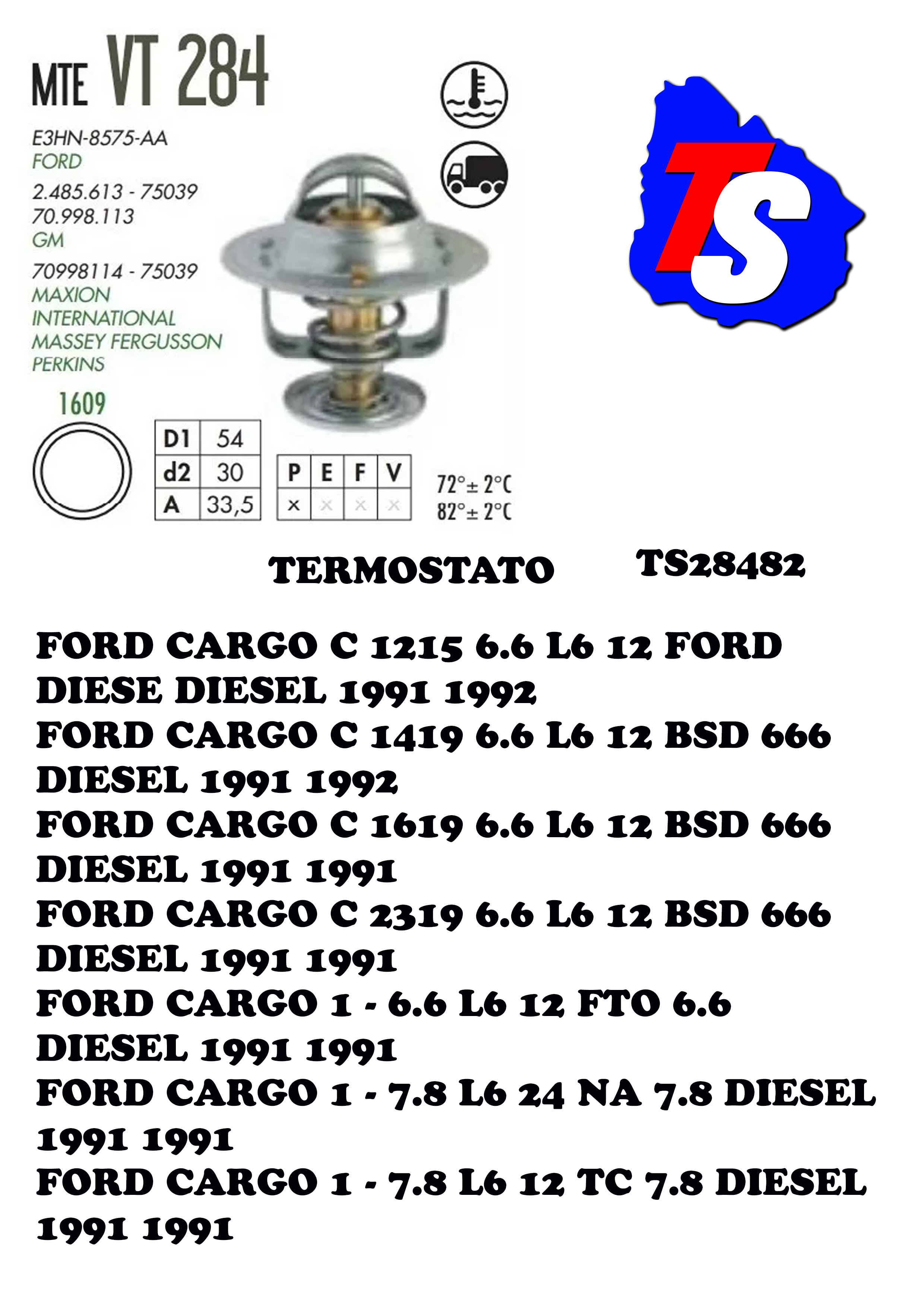 TERMOSTATO FORD CARGO / PERKINS                                                                                                                       