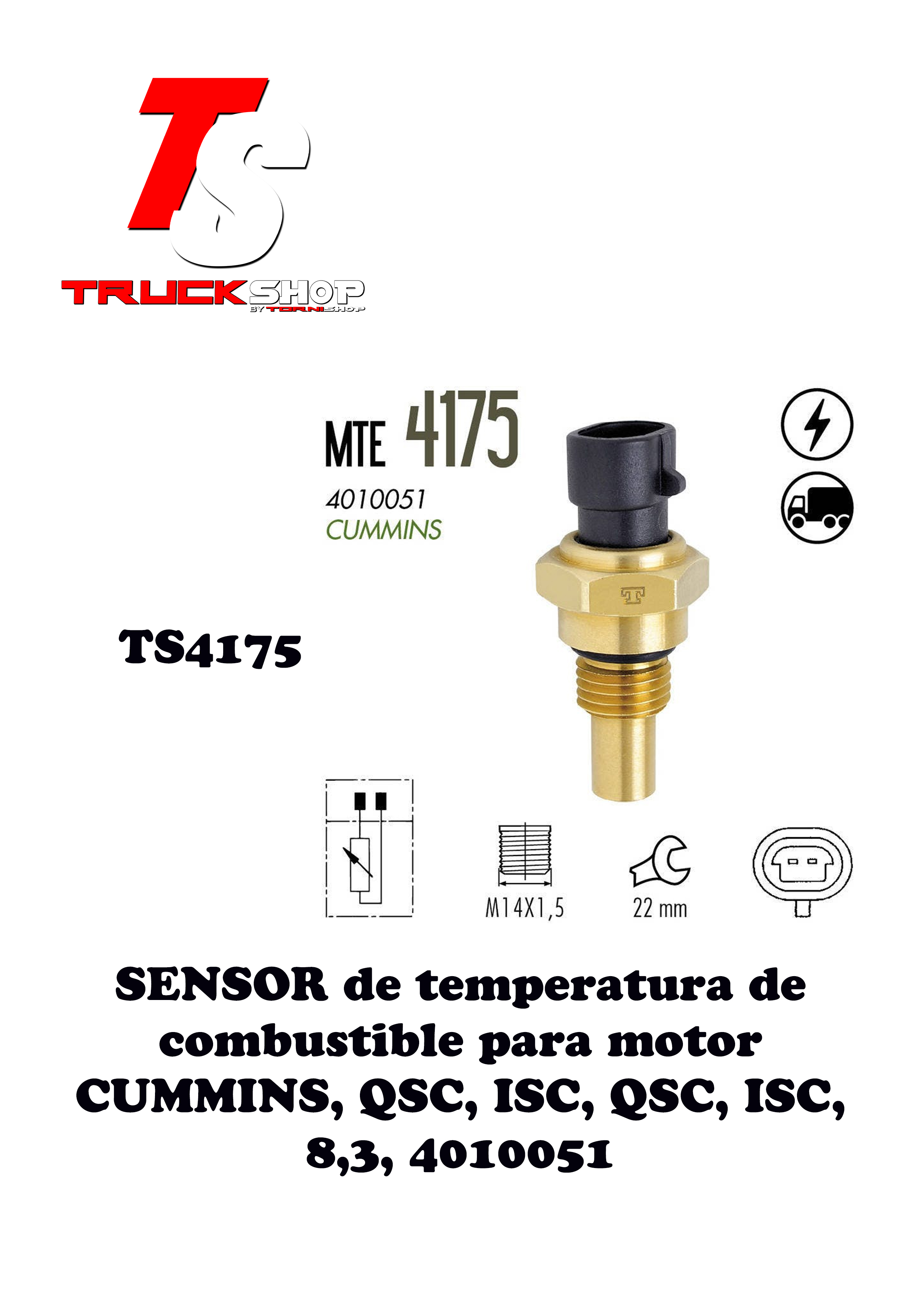 SENSOR TEMPERATURA CUMMINS 8.3/8.9                                                                                                                    