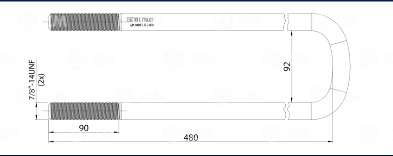 GRAMPA ELASTICO 7/8X92X480 D S/TUERCAS                                                                                                                