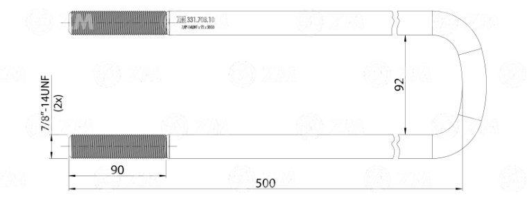 GRAMPA ELASTICO 7/8X92X500 D S/TUERCAS                                                                                                                