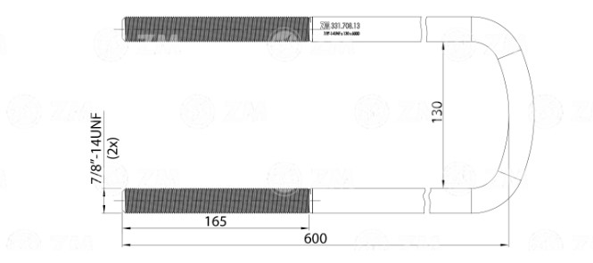GRAMPA ELASTICO 7/8X130X600 D - SUSPENSOR S/TUERCAS                                                                                                   