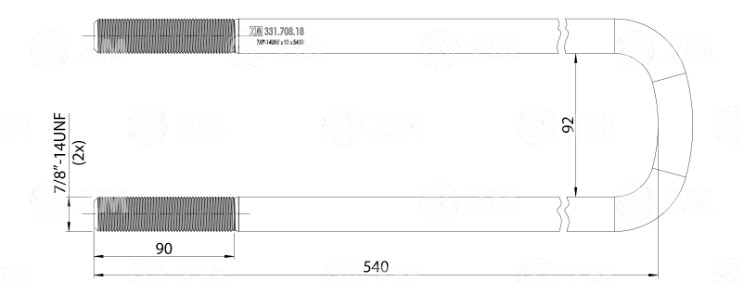 GRAMPA ELASTICO 7/8X92X540 D S/TUERCAS                                                                                                                