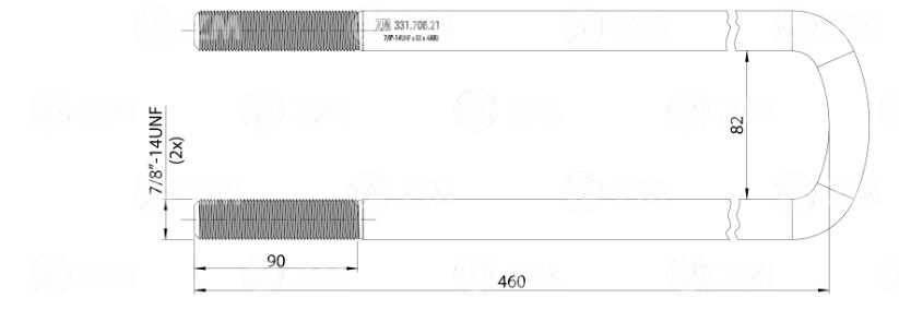 GRAMPA ELASTICO 7/8X82X460 D S/TUERCAS                                                                                                                