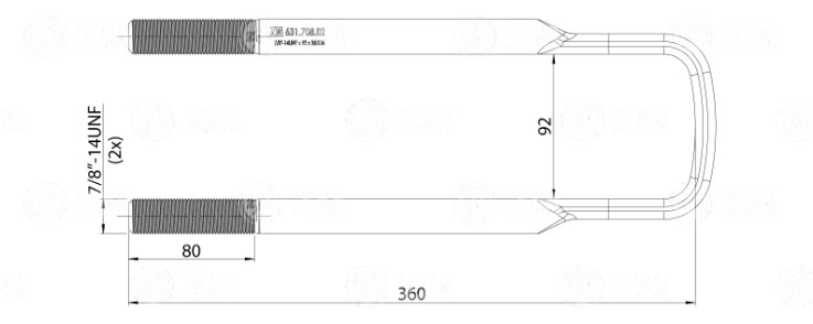 GRAMPA ELASTICO 7/8X92X360 DA S/TUERCAS                                                                                                               