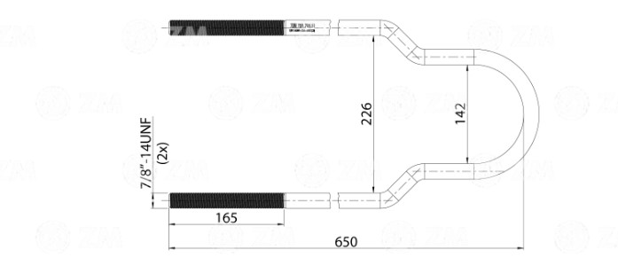 GRAMPA ELASTICO 7/8X226X650 C CARA DE BOI - SUSPENSOR S/TUERCAS                                                                                       
