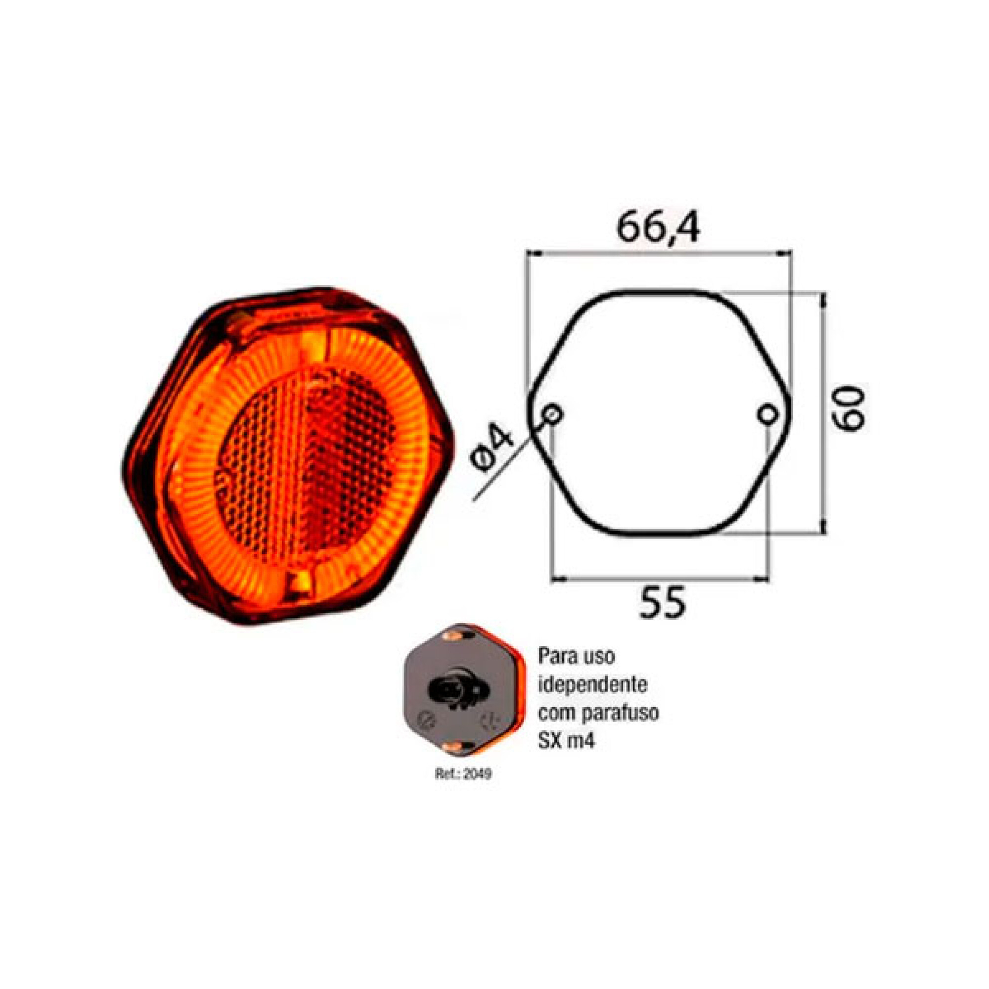FAROL LATERAL AMBAR 12/24V