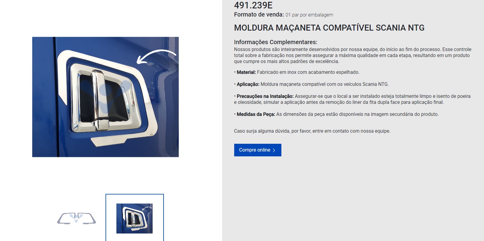 APLIQUE MANIJA EXTERIOR  CONTORNO EXTERIOR SCANIA NTG P450/460 VENKA                                                                                  