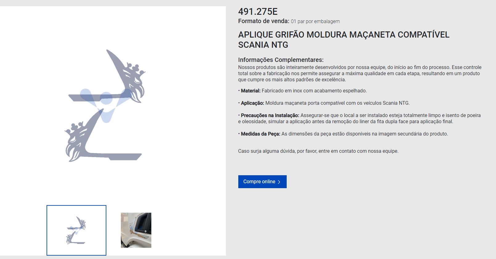 APLIQUE  MOLDURA LOGO MANIJA  SCANIA NTG P450/P460 VENKA                                                                                              