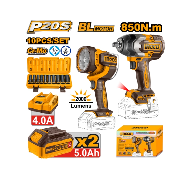 KIT COMBO 3 PIEZAS LLAVE IMPACTO | JUEGO DE DADOS | LINTERNA | 2 BATERIAS | 1 CARGADOR                                                                