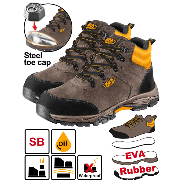 BOTAS DE SEGURIDAD CON PUNTERA DE ACERO TALLE 43 INGCO                                                                                                