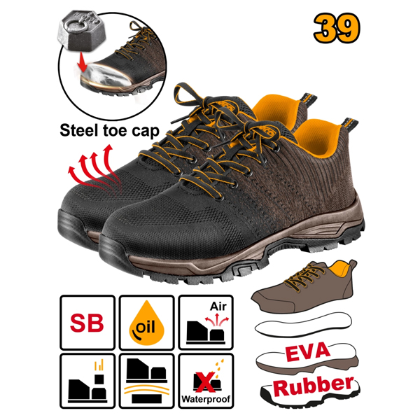 ZAPATOS DE SEGURIDAD CON PUNTERA ACERO TALLE 39 INGCO                                                                                                 