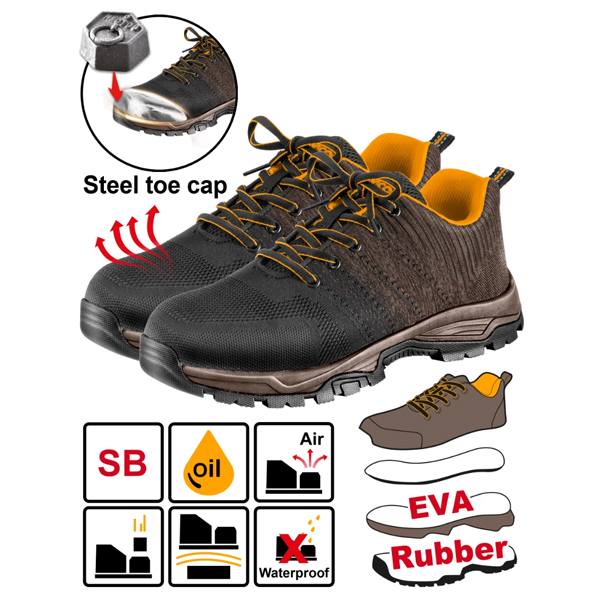 ZAPATOS DE SEGURIDAD CON PUNTERA ACERO TALLE 45 INGCO                                                                                                 