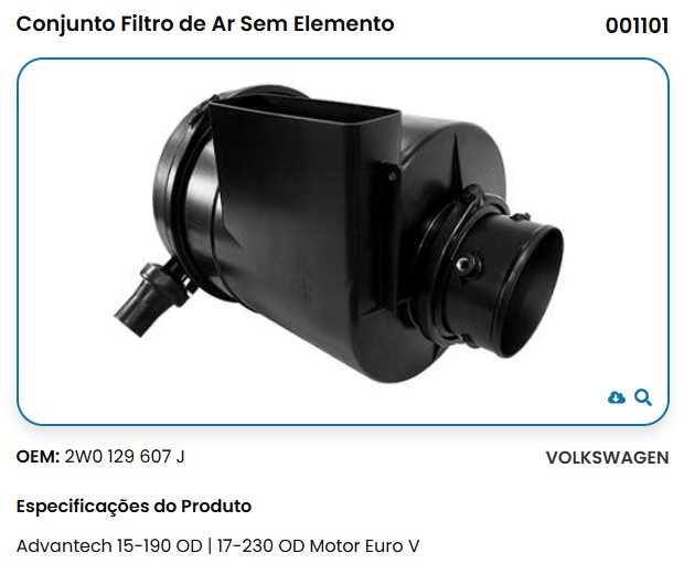 CARCAZA FILTRO AIRE VW CONSTELLATION 15190-17230 MOTOR MAN OEM 2W0129607J