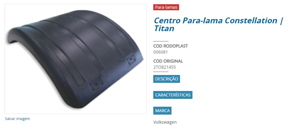 GUARDABARRO CENTRAL VW CONSTELLATION OEM 2TO821455