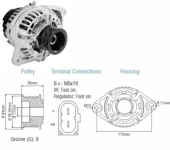 ALTERNADOR VW WORKER 13180 15180 17210 17310 24220 12V 90AMP  2S0903015                                                                               