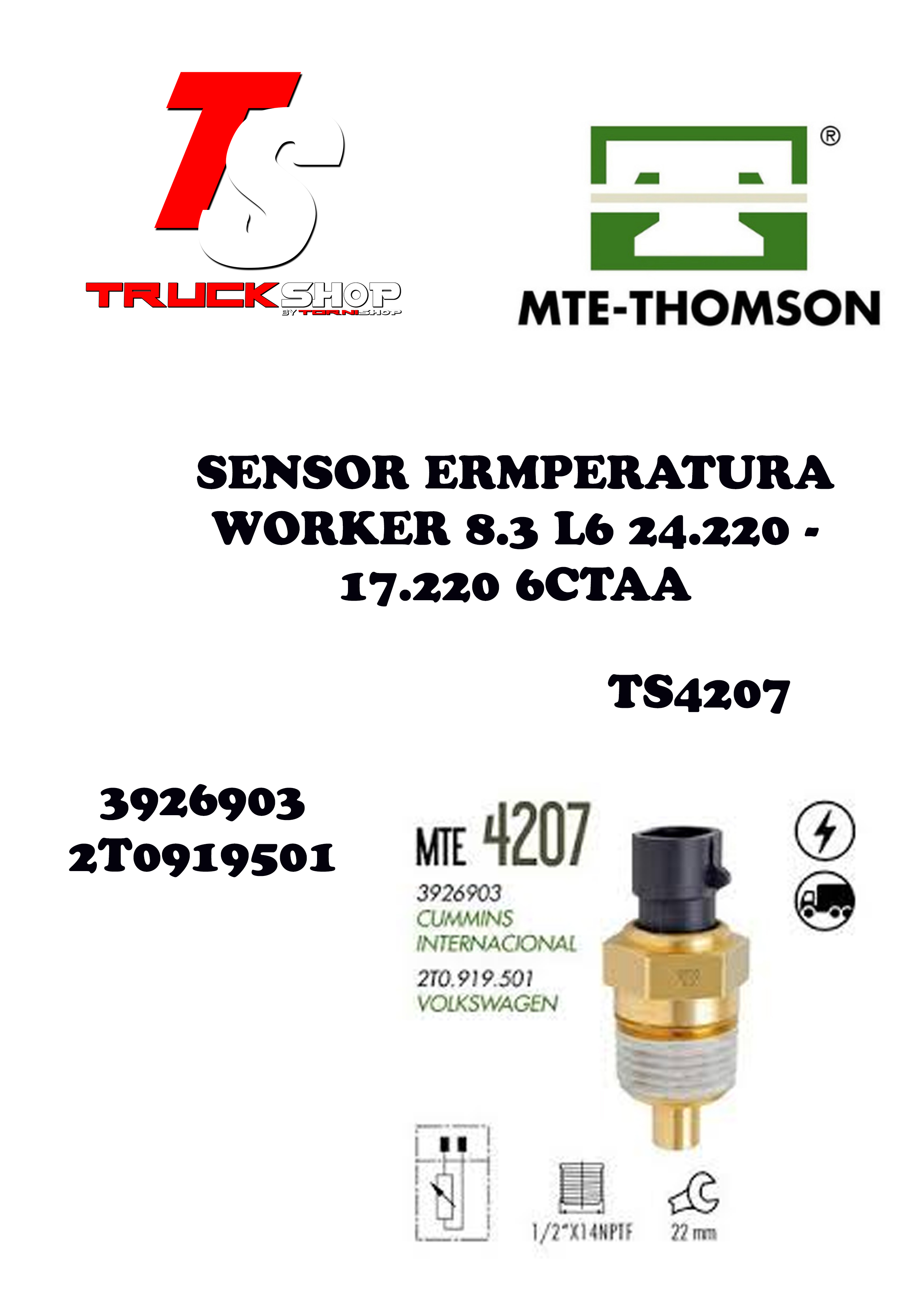 SENSOR TEMPERATURA VW 8.3/ 6CTAA                                                                                                                      