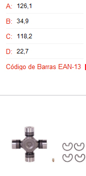 CRUCETA 35X126.1  U952 5-275X IVECO/FORD/MB/VW WORKER                                                                                                 