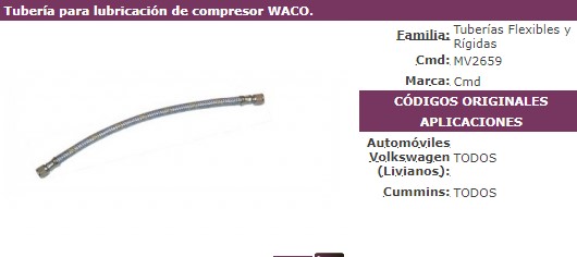 FLEXIBLE LUBRICACION COMPRESOR  FORD 1722-1730 WABCO CMD ARGENTINA                                                                                    