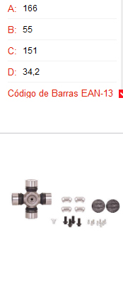 CRUCETA 55.00X166  MERCEDES BENZ /VOLVO SPL170-1X FH12 AXOR                                                                                           