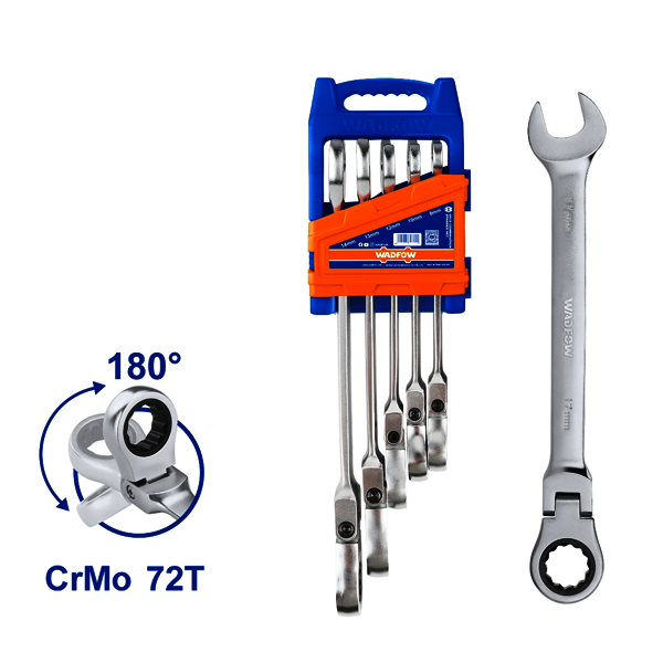 SET X 5 LLAVE COMBINADA CON CRIQUE CABEZA MOVIL WADFOW                                                                                                